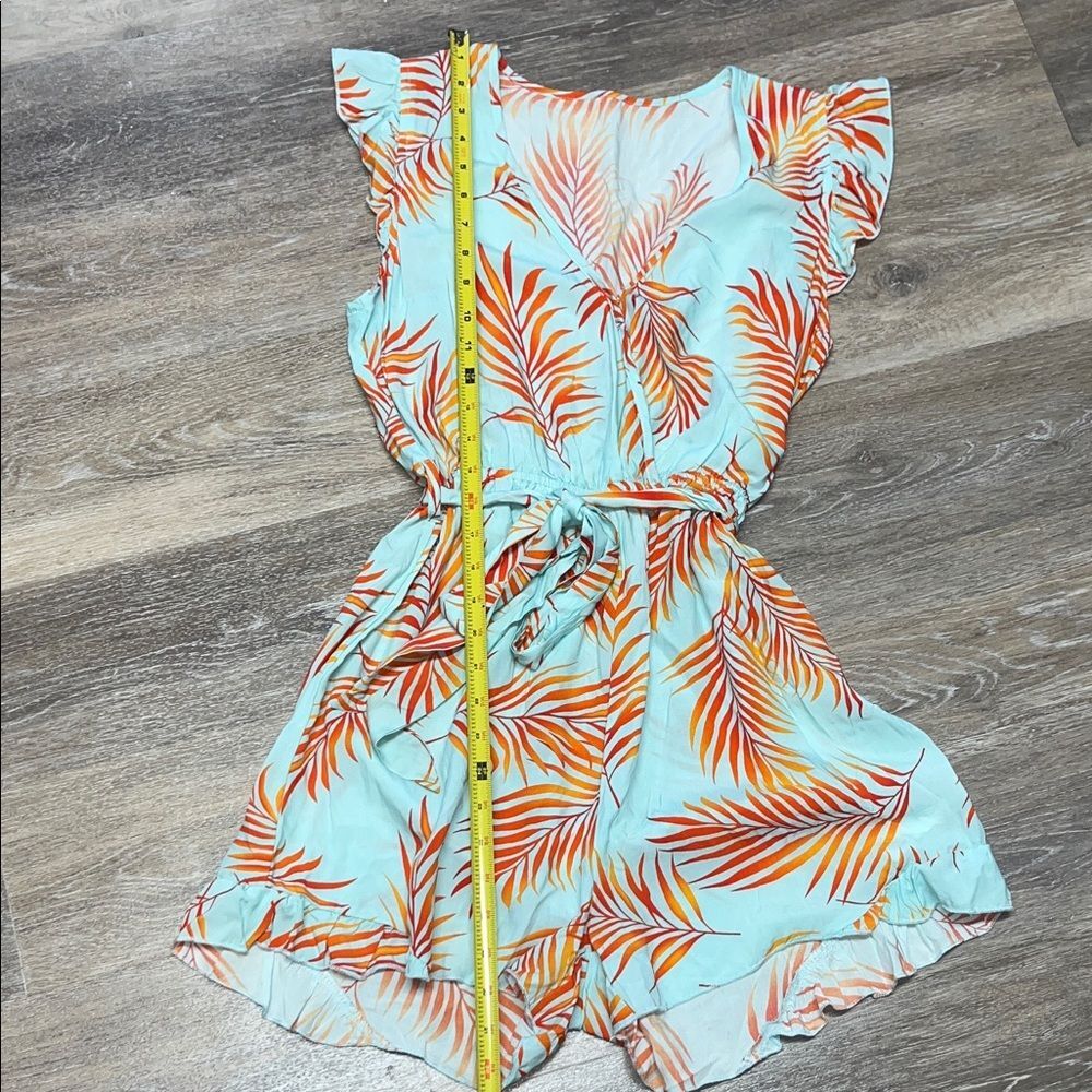Cupshe Sz SMALL Lightweight Tropical Leaf Romper w/ Stretch Waist, Ruffles #boho - Picture 11 of 14